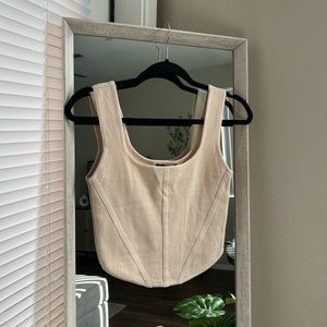 House of Harlow Beige Corset-like Cropped Tank Sz Small